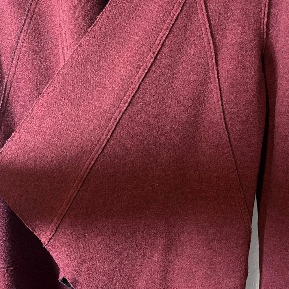 Eileen Fisher Merino Wool Double-knit Kimono Burgundy Open Cardigan Jacket Sz SP